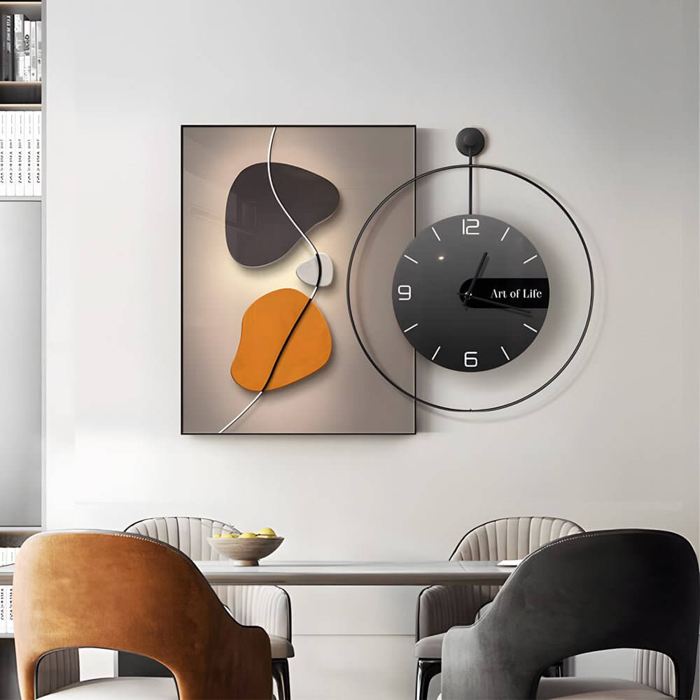 Geometric Silent Wall Clock Canvas Painting Wall Art