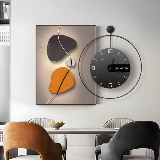 Geometric Silent Wall Clock Canvas Painting Wall Art