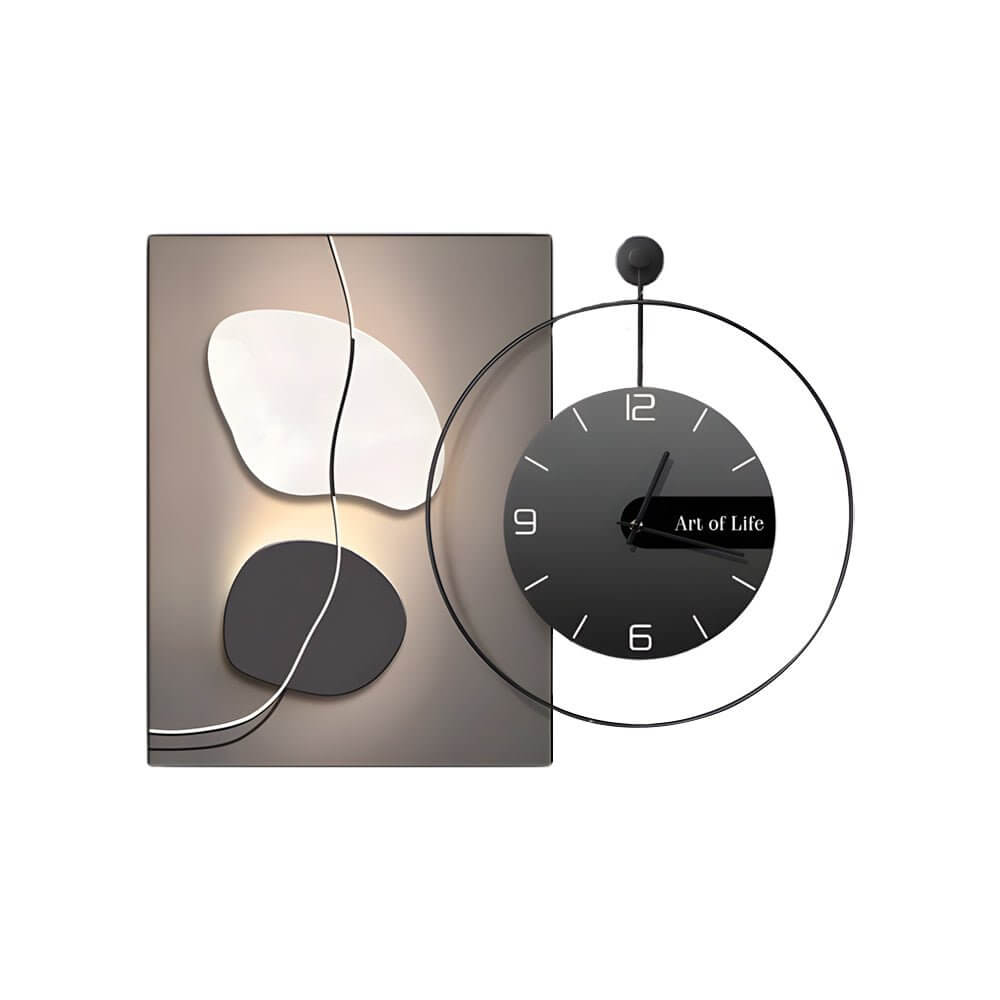 Geometric Silent Wall Clock Canvas Painting Wall Art