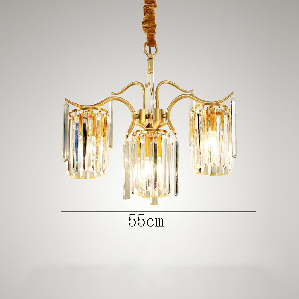 Classical Gold Crystal LED Chandelier with Copper and Glass Accents