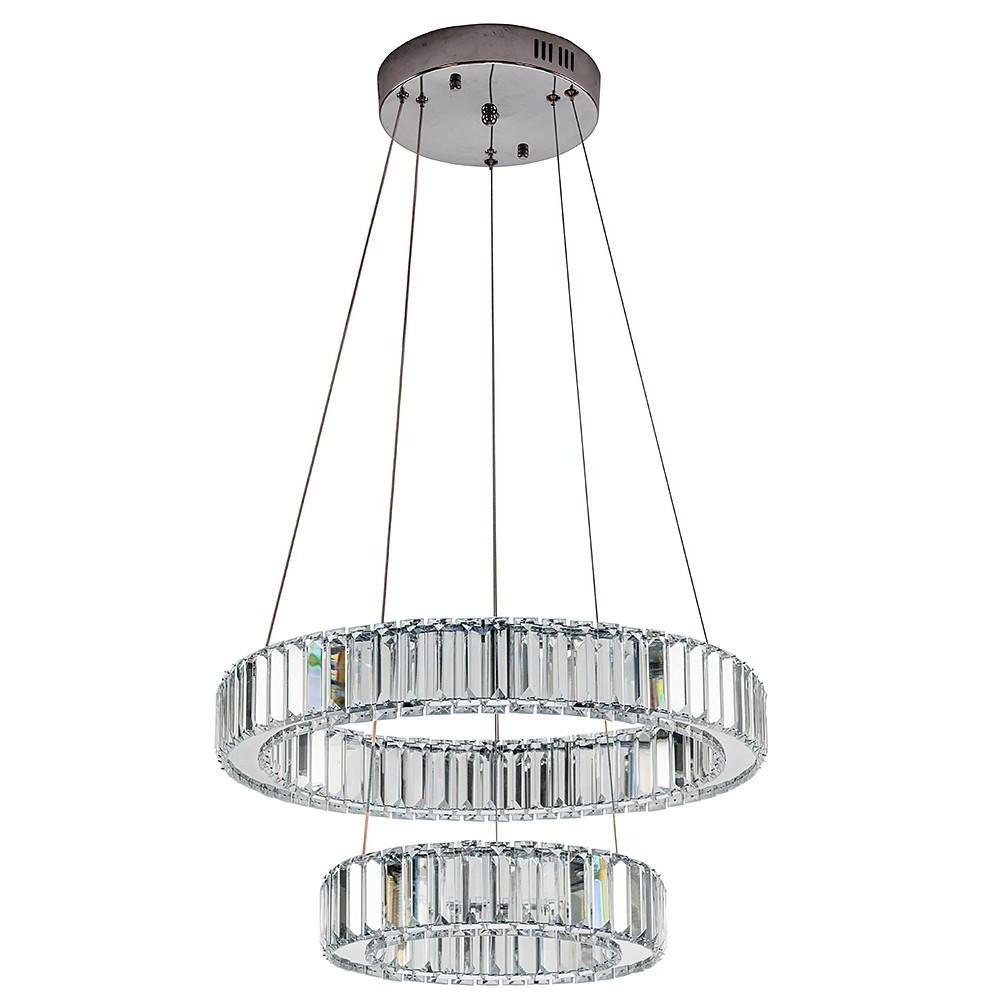 2-Ring Regular Shape Steel Crystal LED Chandelier