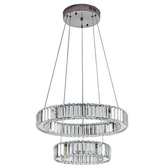 2-Ring Regular Shape Steel Crystal LED Chandelier