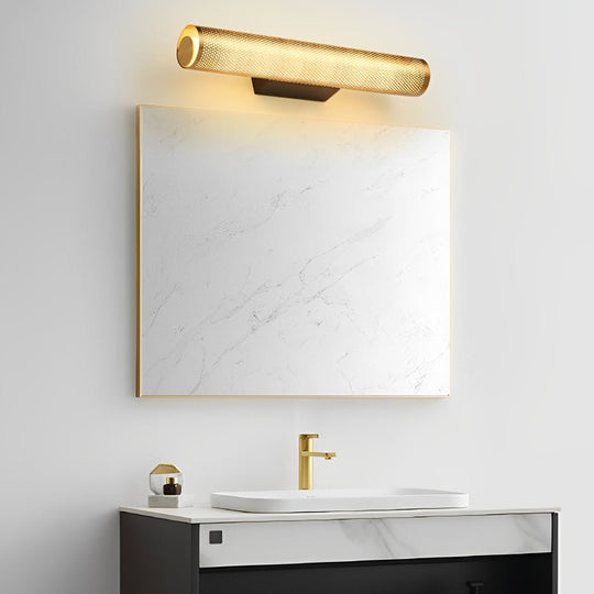 Gold Perforated Cylindrical Bathroom Vanity Light