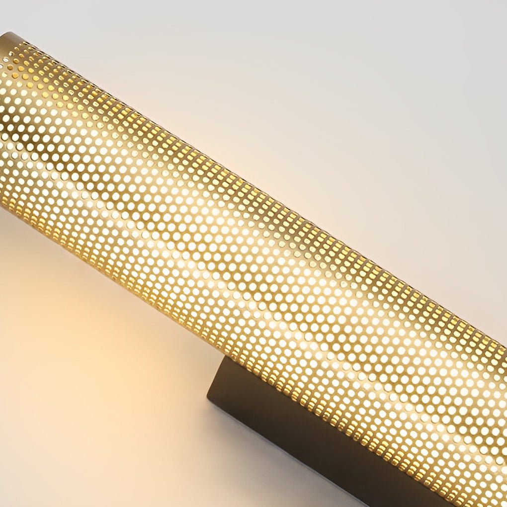 Gold Perforated Cylindrical Bathroom Vanity Light