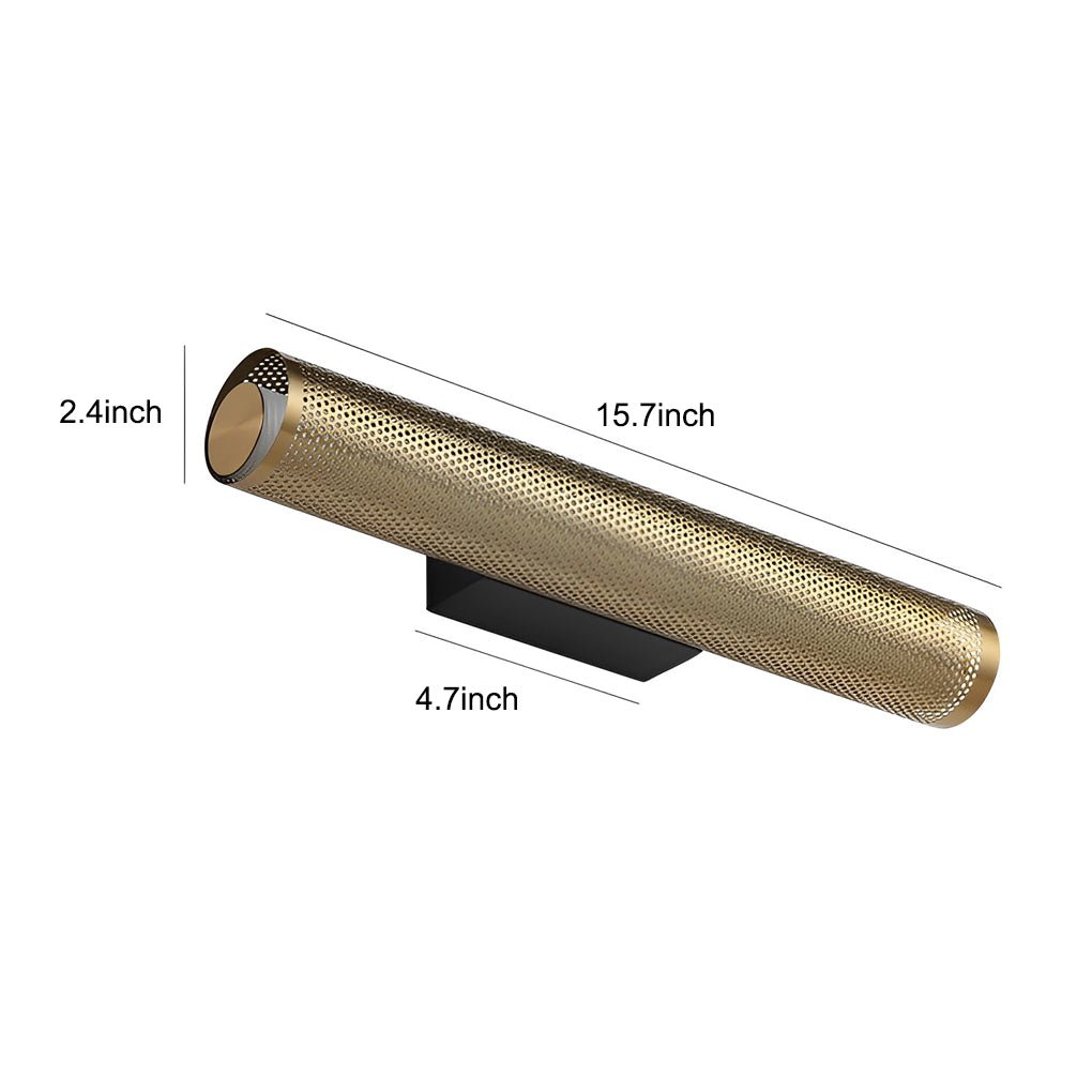 Gold Perforated Cylindrical Bathroom Vanity Light
