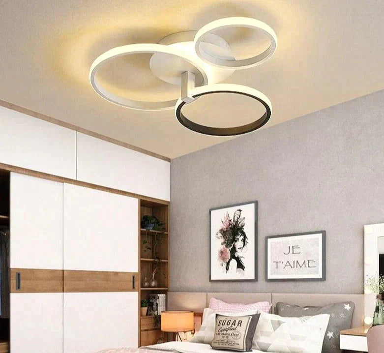 Grey Color Round LED Pendant Lights For Bedroom Home Modern Lamp Fixtures Lustre Plafonnier Dimmable Remote Control Lighting