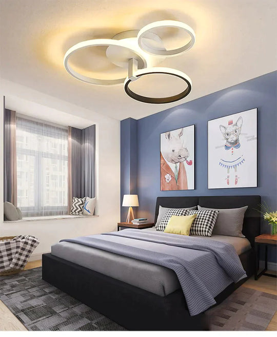 Grey Color Round LED Pendant Lights For Bedroom Home Modern Lamp Fixtures Lustre Plafonnier Dimmable Remote Control Lighting