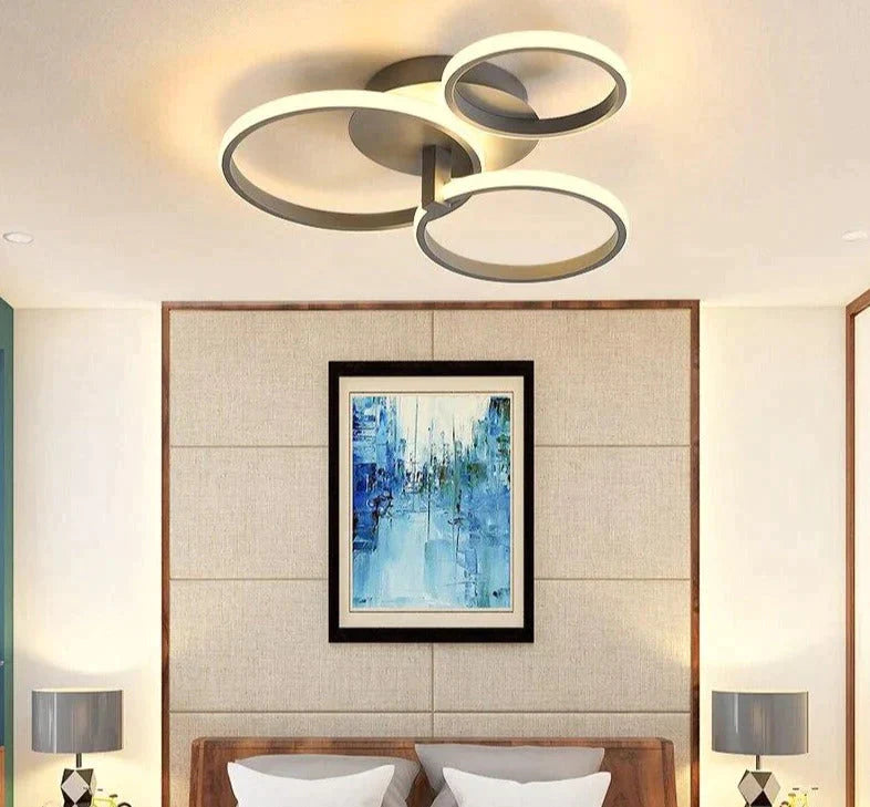 Grey Color Round LED Pendant Lights For Bedroom Home Modern Lamp Fixtures Lustre Plafonnier Dimmable Remote Control Lighting