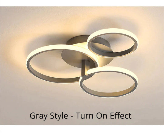 Grey Color Round LED Pendant Lights For Bedroom Home Modern Lamp Fixtures Lustre Plafonnier Dimmable Remote Control Lighting