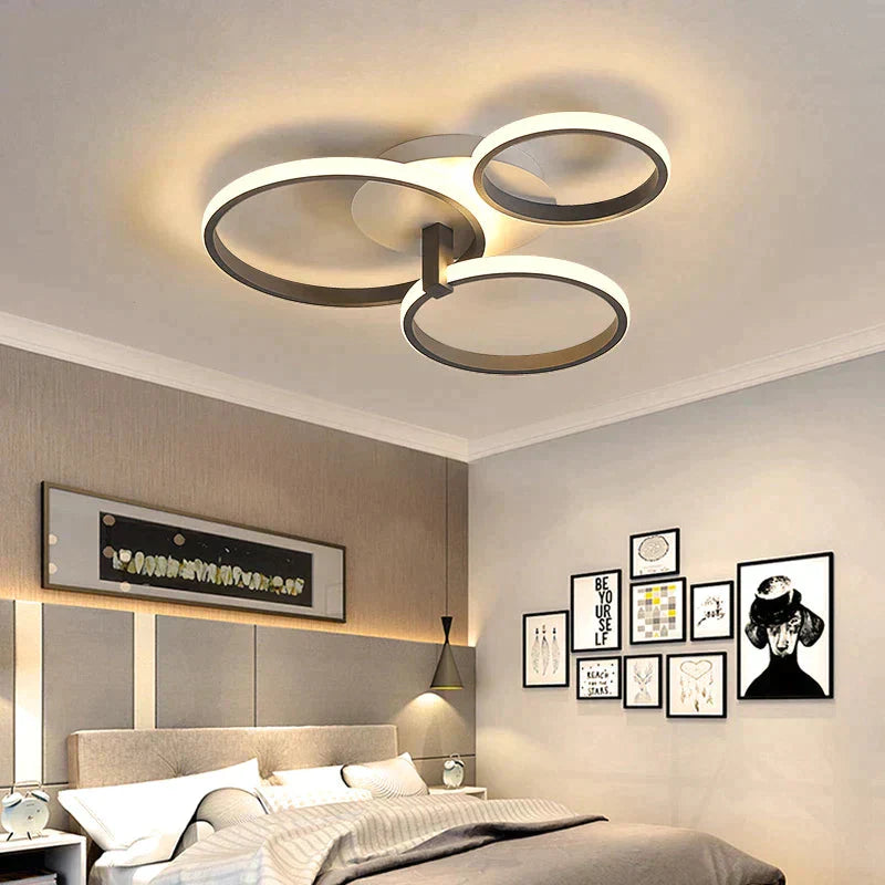 Grey Color Round LED Pendant Lights For Bedroom Home Modern Lamp Fixtures Lustre Plafonnier Dimmable Remote Control Lighting
