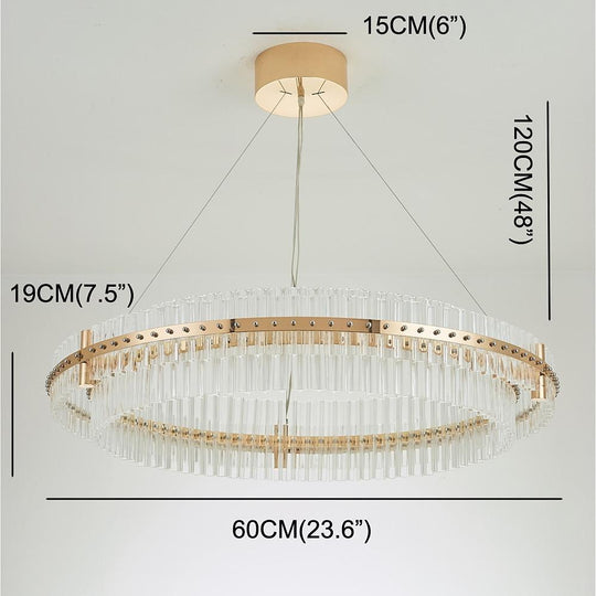 Modern Luxury Round Crystal LED Chandelier – Gold Finish, Single Tier