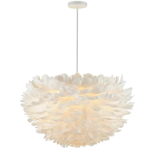 Feather Design Pink Chandelier Ceiling Light