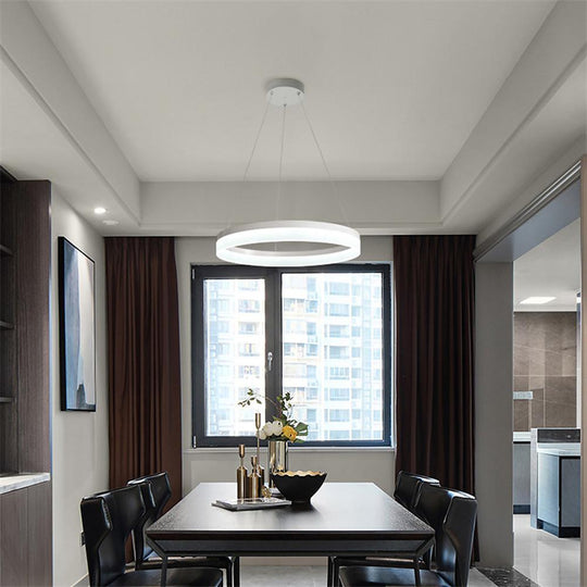 Thick Circle Modern Acrylic LED Pendant Light for Kitchen and Dining Room