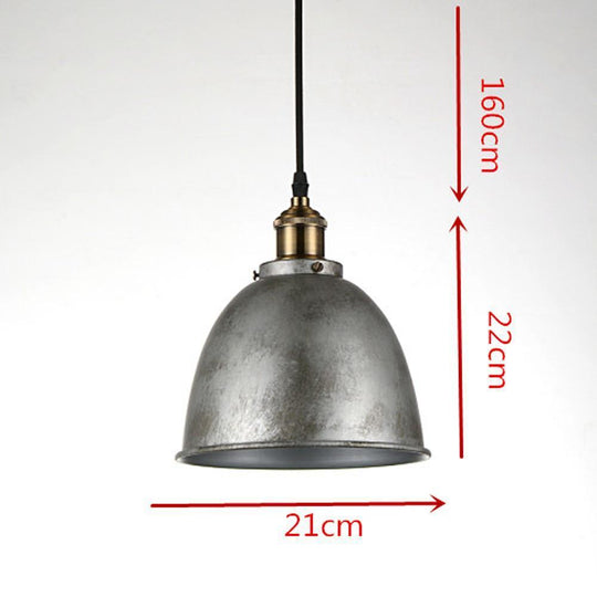 8" White Rustic Dome Metal Industrial Pendant Light