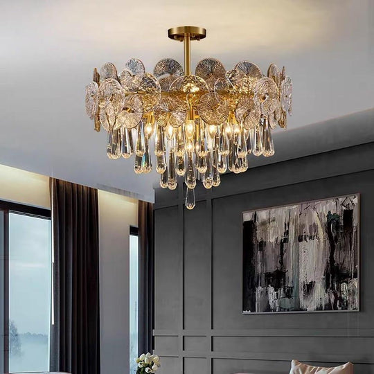 Candelabra Metal Crystal LED Flush Mount Ceiling Light