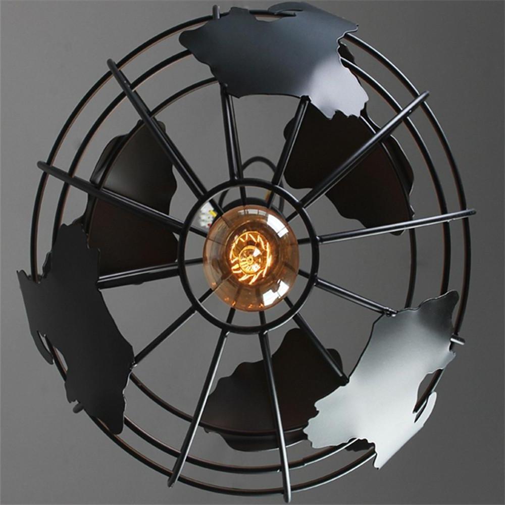 8'' Globe-Shaped World Map Retro Pendant Light