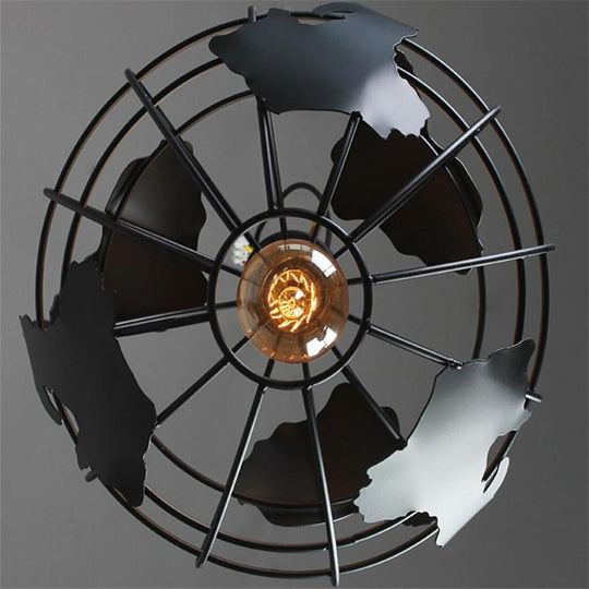 8'' Globe-Shaped World Map Retro Pendant Light