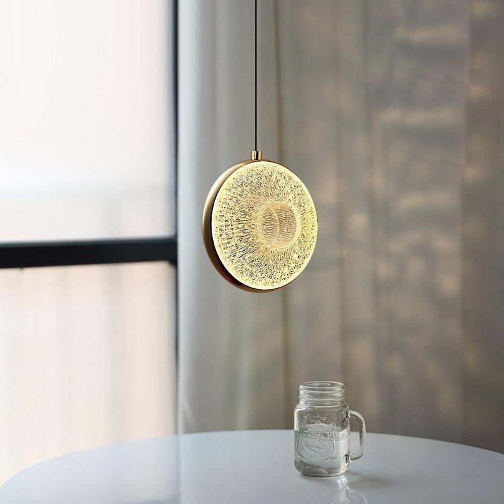 Circle Shaped Electroplated Acrylic LED Modern Pendant Light