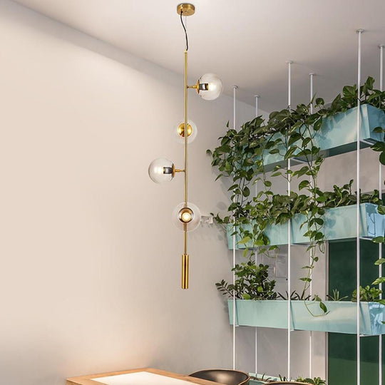 Nordic Linear Glass Globe Chandelier with 4/6 Lights