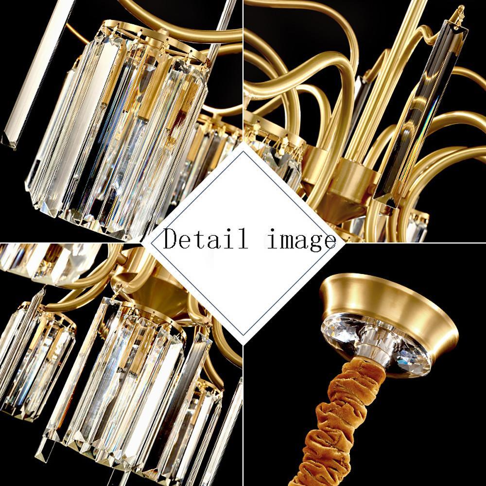 Classical Gold Crystal LED Chandelier with Copper and Glass Accents