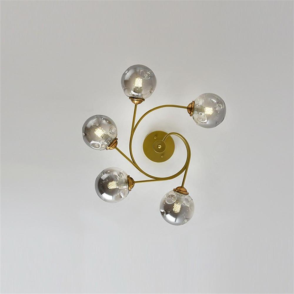 Swirling Nordic Globe Bubble Metal & Glass 5-Light Chandelier