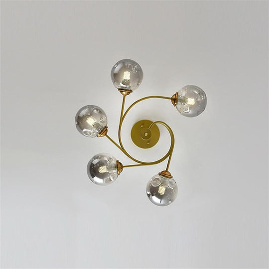 Swirling Nordic Globe Bubble Metal & Glass 5-Light Chandelier