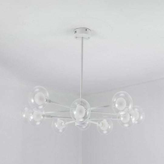 10-Light Glass LED White Contemporary Chandelier Pendant Light