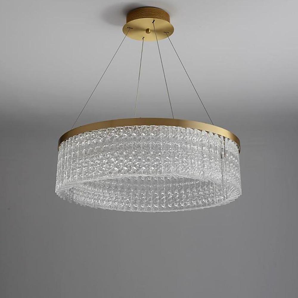 Luxury Circular Crystal Glass LED Pendant Chandelier – Adjustable Height