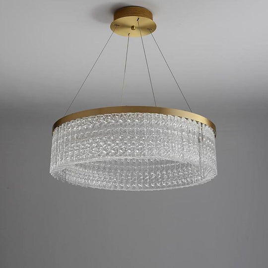 Luxury Circular Crystal Glass LED Pendant Chandelier – Adjustable Height