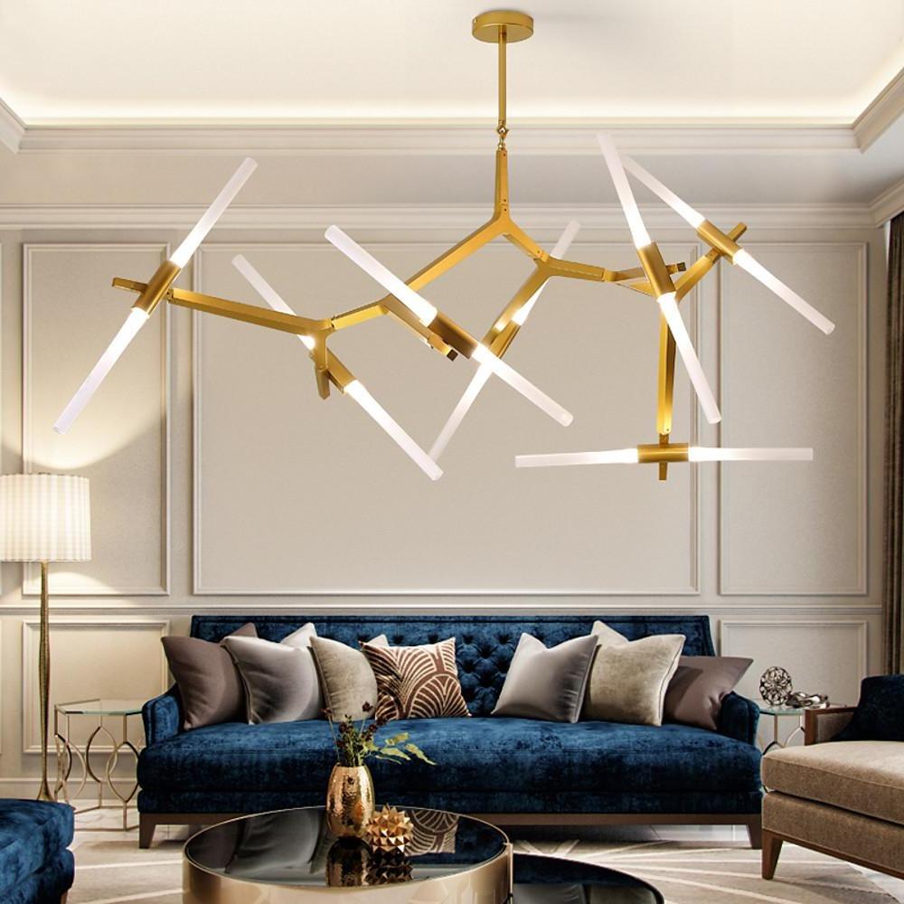 Industrial Drone-Shaped Brass Sputnik Chandelier – 14-Light LED