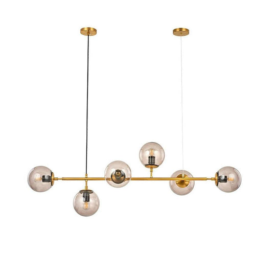 Nordic Linear Glass Globe Chandelier with 4/6 Lights