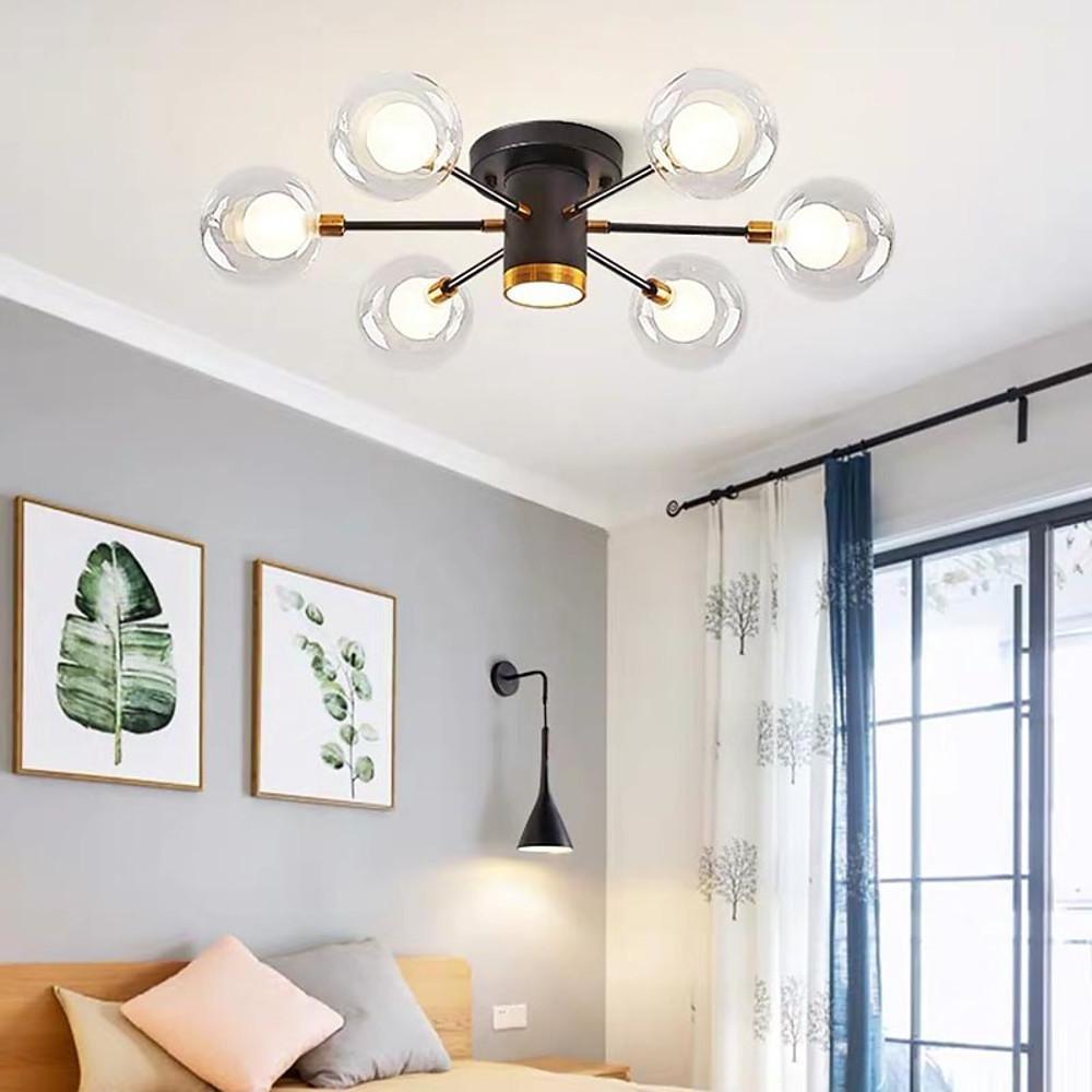 Globe Metal Glass Industrial LED Flush Mount Ceiling Light