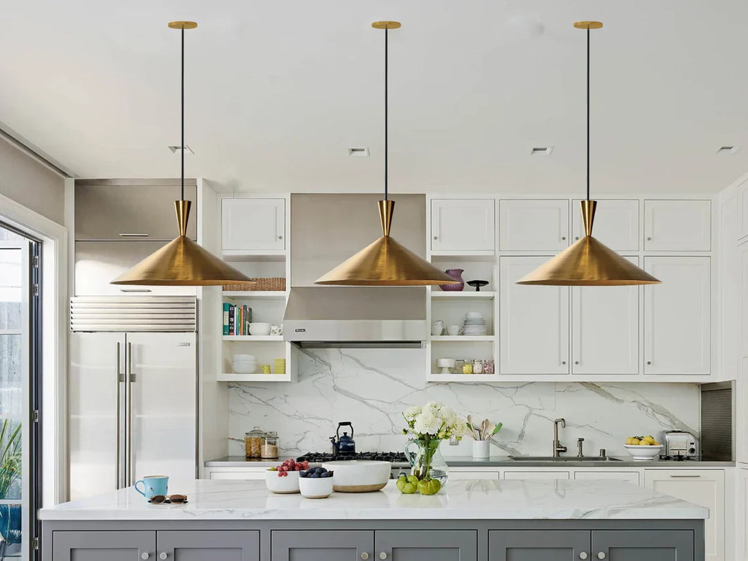 Celeste Elegant Handcrafted Brass Pendant Lights Set of 3