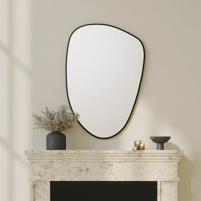 Asymmetrical Cloud Wood Wall Mirror – Chic and Versatile Decor