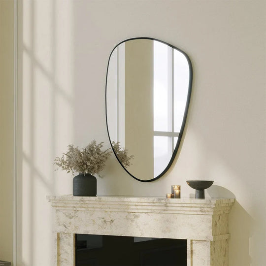 Asymmetrical Cloud Wood Wall Mirror – Chic and Versatile Decor