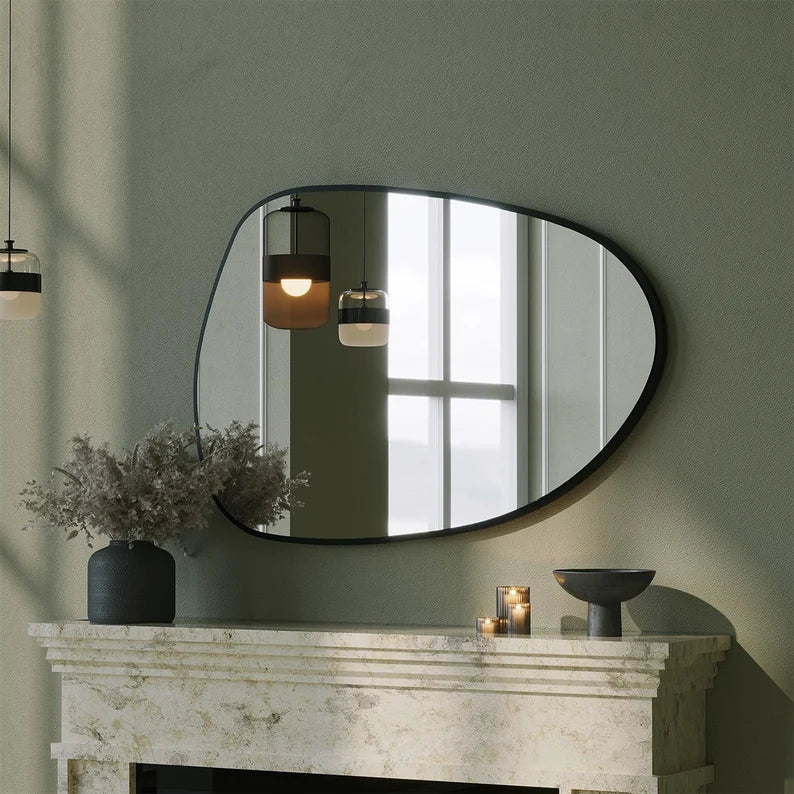 Asymmetrical Cloud Wood Wall Mirror – Chic and Versatile Decor