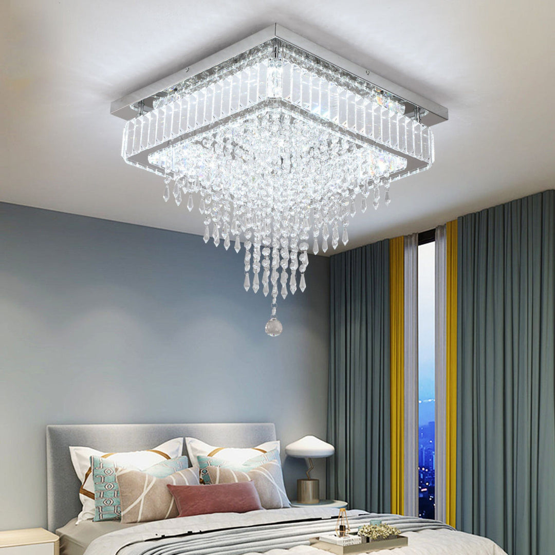 Rigel Crystal Square Chandelier - Three-Tier Elegance