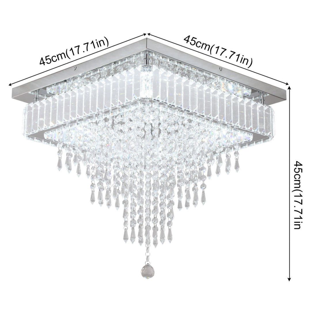 Rigel Crystal Square Chandelier - Three-Tier Elegance