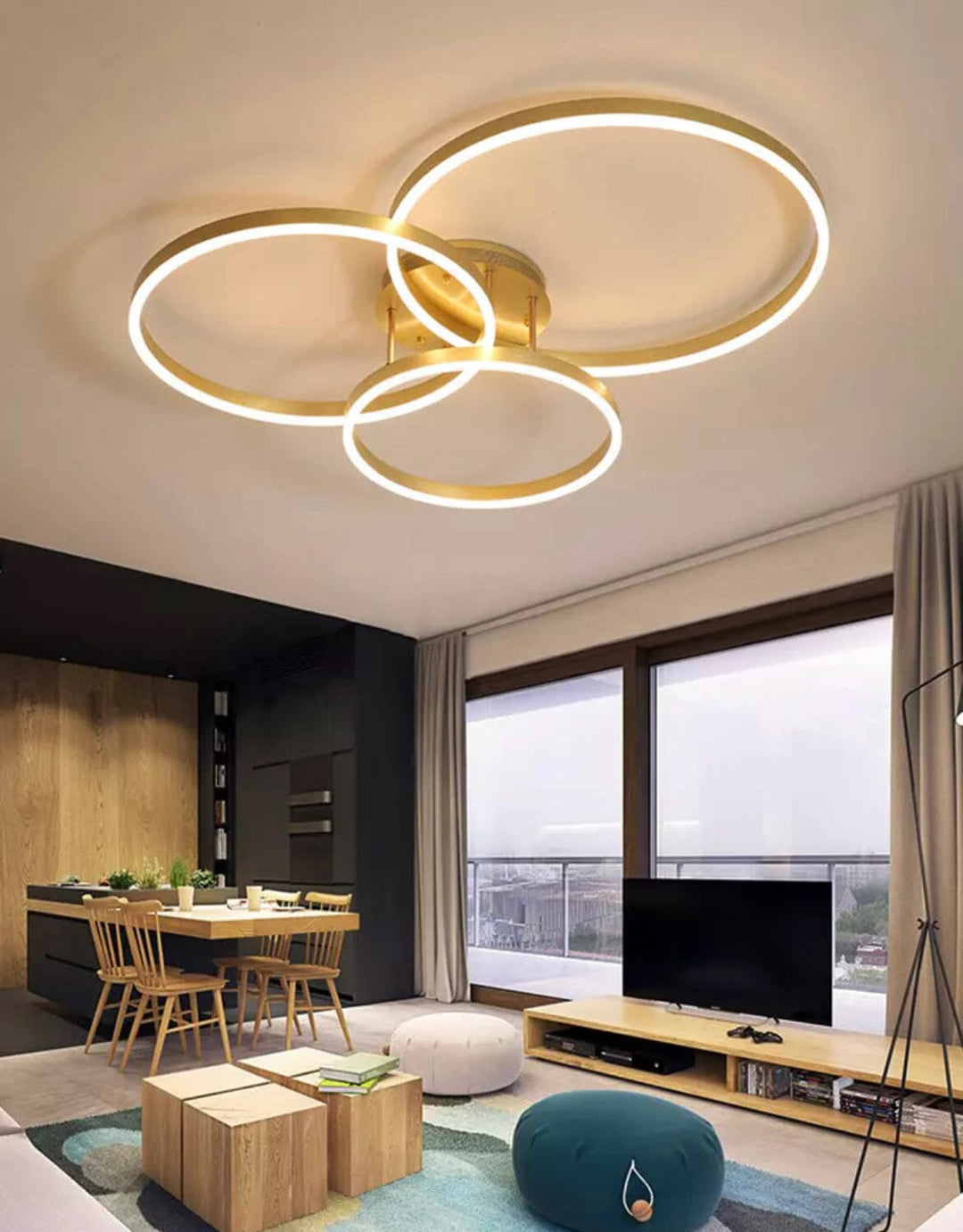 Carly Ring Ceiling Light – Elegant Aluminum Light Fixture with Adjustable Rings