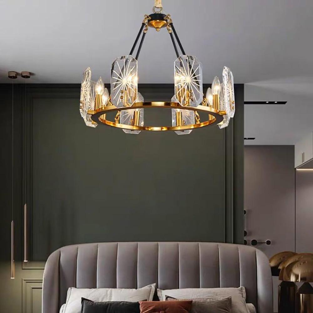 Wagon Wheel Crystal Accent LED Chandelier – 8 or 10 Lights, Gold Finish