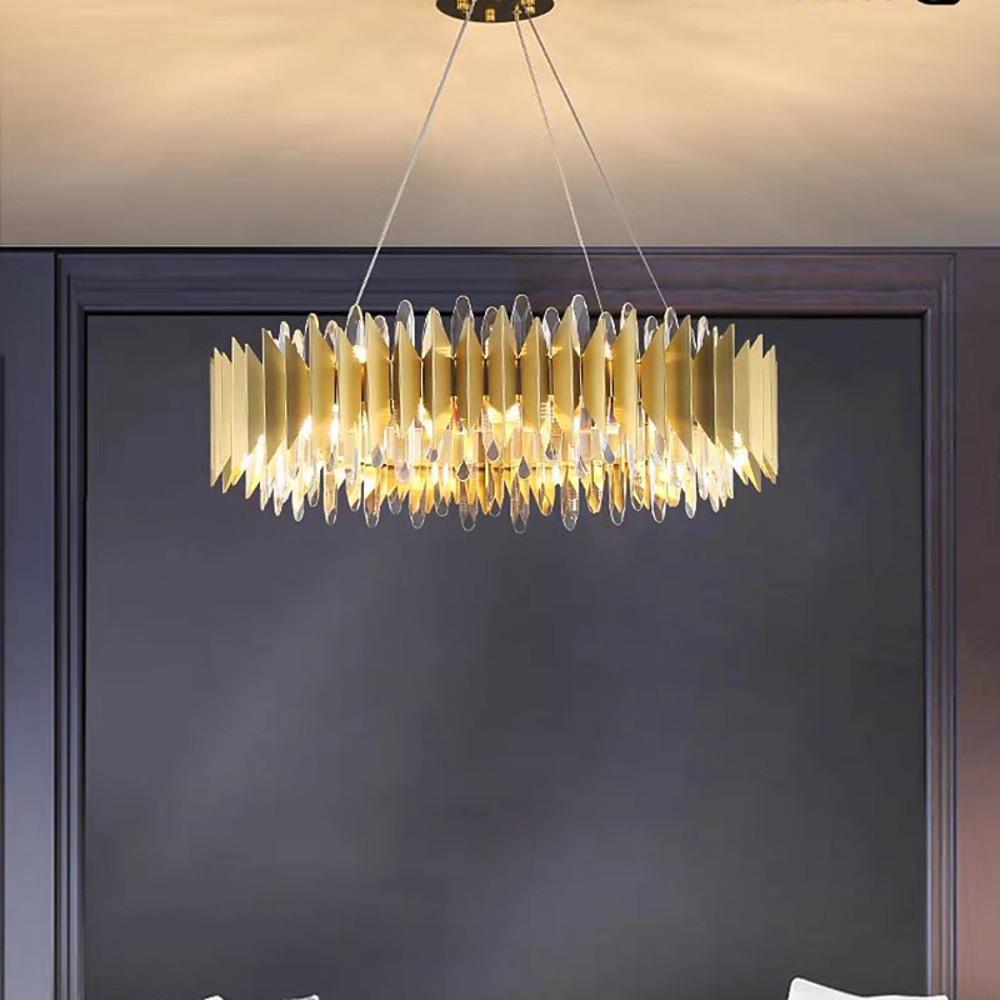 Modern Round Crystal Stainless Steel LED Chandelier