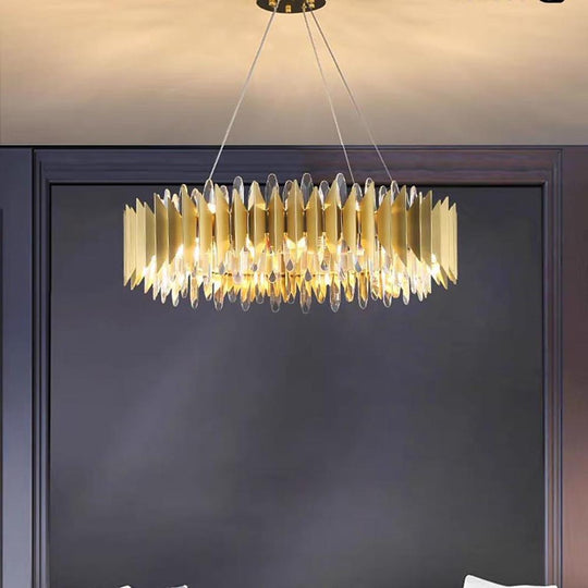 Modern Round Crystal Stainless Steel LED Chandelier