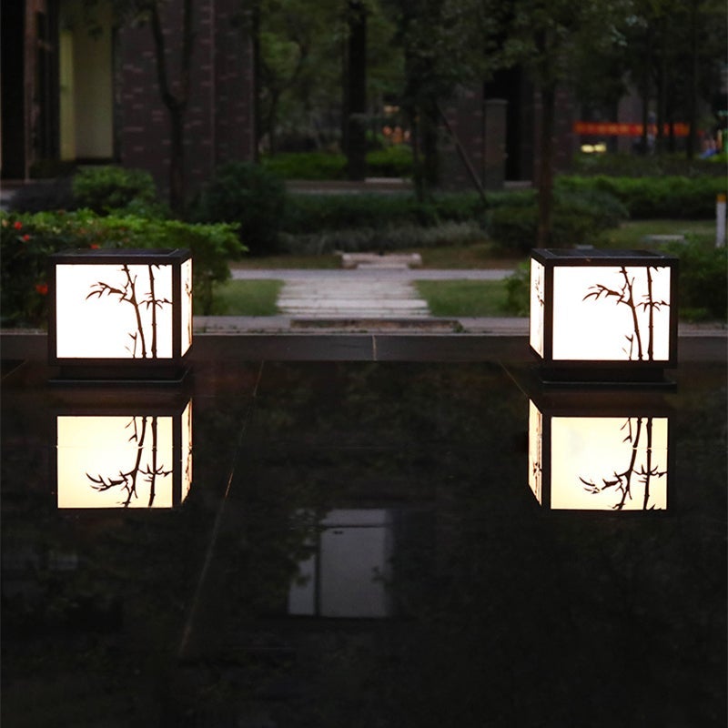 Geometric Acrylic Waterproof LED Modern Solar Outdoor Pillar Lamp