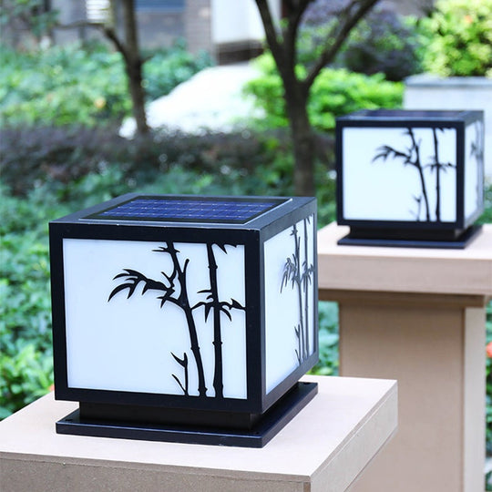 Geometric Acrylic Waterproof LED Modern Solar Outdoor Pillar Lamp