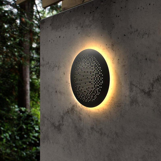 Circular Hollow Pattern Waterproof LED Modern Outdoor Wall Light