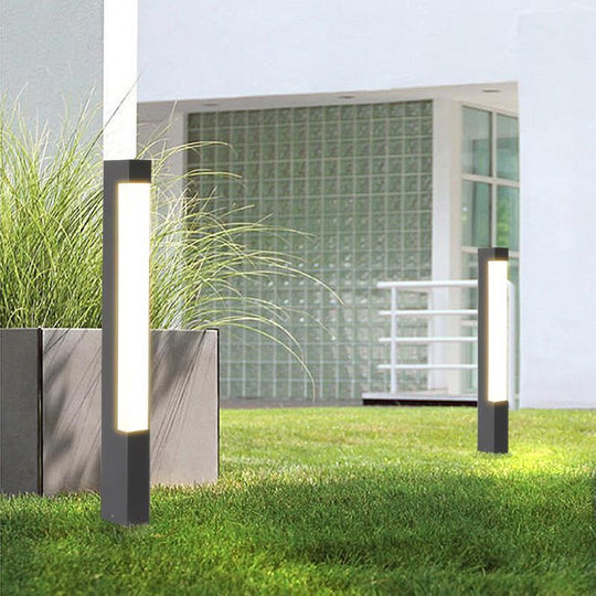 Modern Black Square Tall Aluminum LED Pathway Lights – Outdoor Landscape Lighting