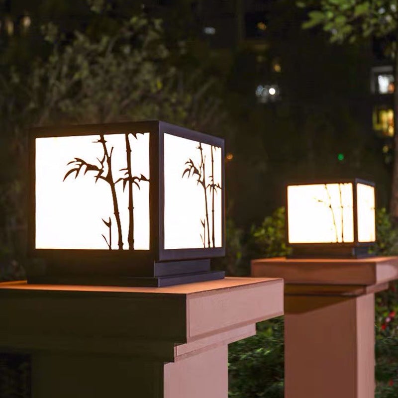 Geometric Acrylic Waterproof LED Modern Solar Outdoor Pillar Lamp