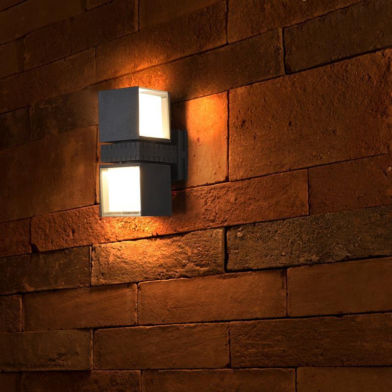 Adjustable Square LED Outdoor Wall Lights – Up & Down Black Spot Lamps