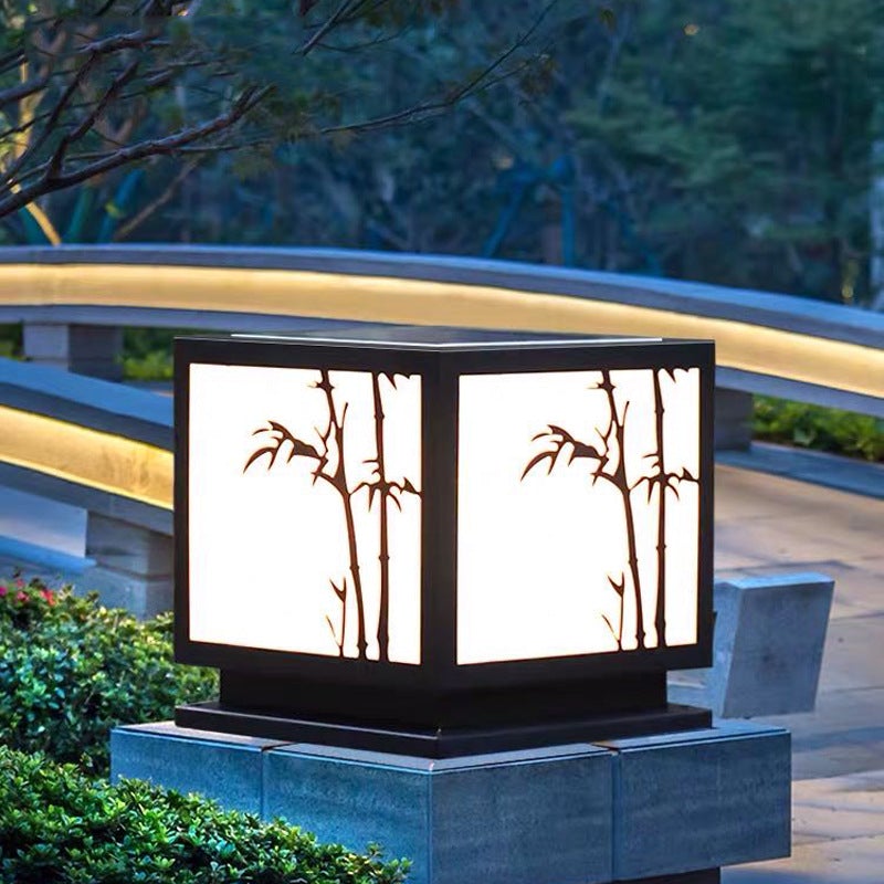 Geometric Acrylic Waterproof LED Modern Solar Outdoor Pillar Lamp