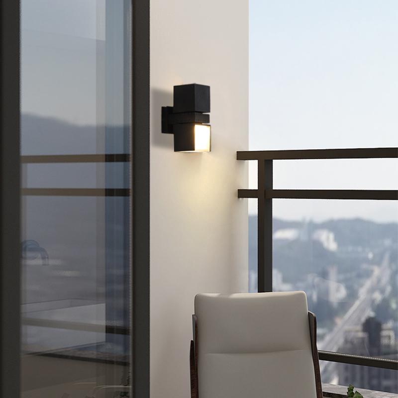 Adjustable Square LED Outdoor Wall Lights – Up & Down Black Spot Lamps